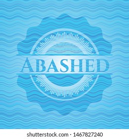 Abashed sky blue water wave emblem background. Vector Illustration. Detailed.