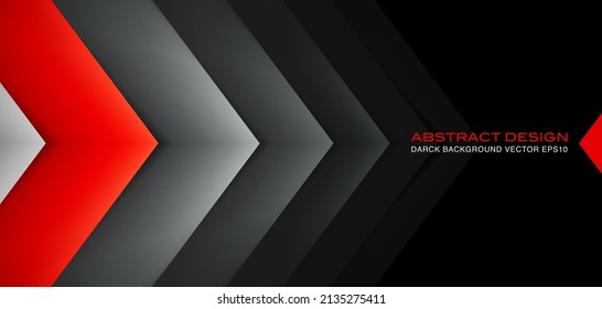 Abastract black background with red accent. Geometri dark pattern. Vector design backdrop