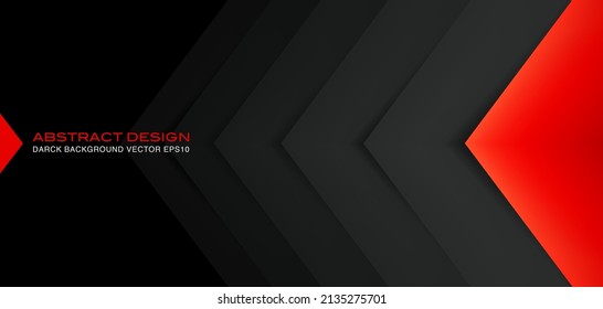 Abastract black background with red accent. Geometri dark pattern. Vector design backdrop