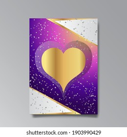 Abastract Valentine's Day page desing for web and print, with heart and stars, love concept, young colorful invitation design.