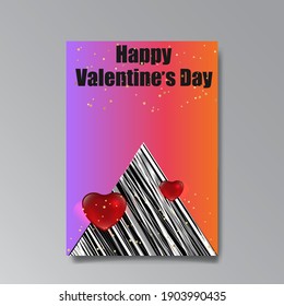 Abastract Valentine's Day page desing for web and print, with heart and stars, love concept, young colorful invitation design.