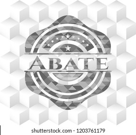 Abate realistic grey emblem with geometric cube white background