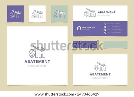 Abatement logo concept featuring a decreasing chart with dollar sign and arrow