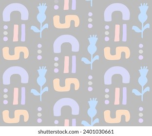 Abatract hand drawn shapes seamless pattern. Vector design.  Paper, wallpaper, wrapping paper, textile. 