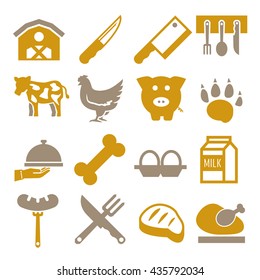 abattoir, butcher icon set