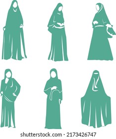Abaya Collection Silhouettes Premium Vectors	
