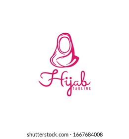 abaya, hijab, veil on pink color logo Ideas. Inspiration logo design. Template Vector Illustration. Isolated On White Background