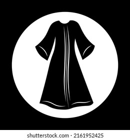 Abaya Logo Icon Design Black And White. Traditional Fashion Arabic Dress From UAE Or Saudi Arabia Logotype For Business Store Web Site 