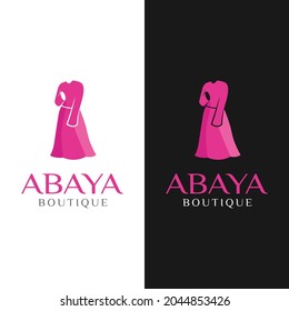 Abaya Long Dress Clothes For Muslim Woman Boutique Shop Business Brand Company In Modern Flat Style Logo Design Template