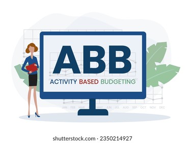 ABB Activity-based budgeting concept acronym. Concept with keyword, people and icons. Flat vector illustration. Isolated on white.