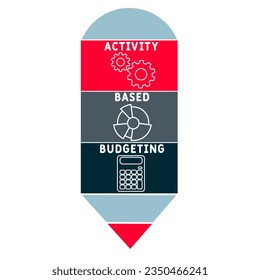 ABB Activity-based budgeting concept acronym. business concept background.  vector illustration concept with keywords and icons. lettering illustration with icons for web banner, flyer, landing