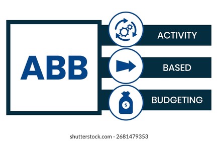 ABB Activity-based budgeting concept acronym. Concept with keyword, people and icons. Flat vector illustration. Isolated on white.