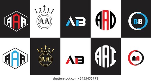 ABB-Buchstabe Logo Design in sechs Stil. ABB-Polygon, Kreis, Dreieck, Sechseck, flacher und einfacher Stil mit schwarz-weißem Farbvariationsbuchstaben-Logo in einer Zeichenfläche. ABB minimalistisches und klassisches Logo