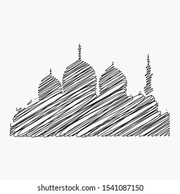 Abbasi mosque scrible sketch line art vector design
