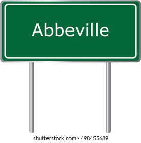 Abbeville , Georgia , road sign green vector illustration, road table, USA city