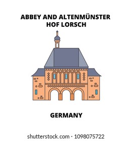 Abbey, Lorsch, Germany line icon concept. Abbey, Lorsch, Germany flat vector sign, symbol, illustration.