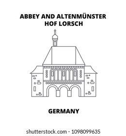 Abbey, Lorsch, Germany line icon concept. Abbey, Lorsch, Germany linear vector sign, symbol, illustration.