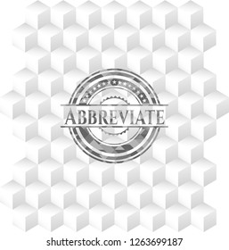 Abbreviate grey emblem with cube white background