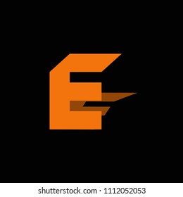 The abbreviated logo of the letter E is red. Modern logo sign. Universal emblem on a black background. Vector illustration.