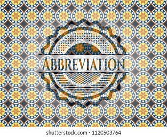 Abbreviation arabesque emblem background. arabic decoration.