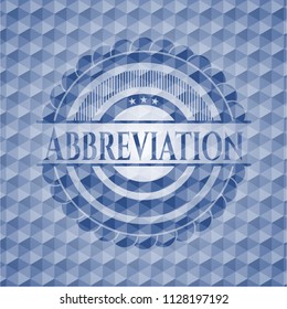 Abbreviation blue emblem with geometric pattern.