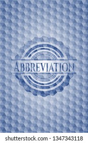 Abbreviation blue emblem with geometric pattern.