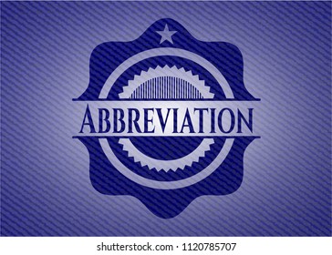 Abbreviation emblem with jean background