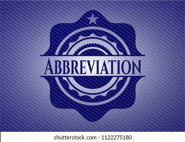 Abbreviation emblem with jean background