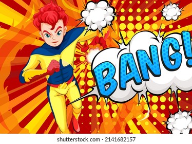Abbreviation and facial expression retro comic banner design illustration