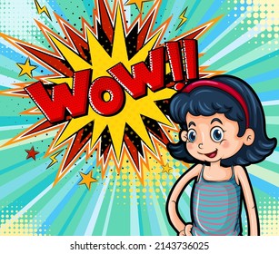 Abbreviation and facial expression retro comic banner design illustration