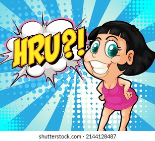 Abbreviation and facial expression retro comic banner design illustration