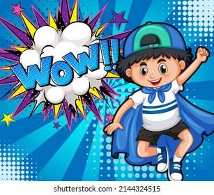 Abbreviation and facial expression retro comic banner design illustration