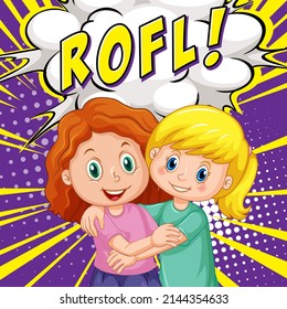 Abbreviation and facial expression retro comic banner design illustration