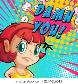 Abbreviation and facial expression retro comic banner design illustration