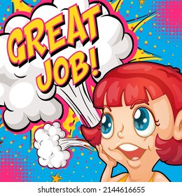 Abbreviation and facial expression retro comic banner design illustration
