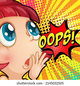 Abbreviation and facial expression retro comic banner design illustration