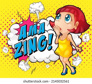 Abbreviation and facial expression retro comic banner design illustration