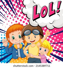 Abbreviation and facial expression retro comic banner design illustration