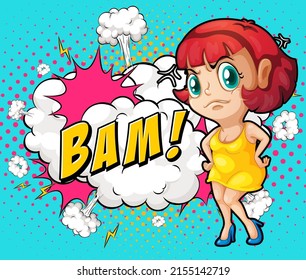 Abbreviation and facial expression retro comic banner design illustration