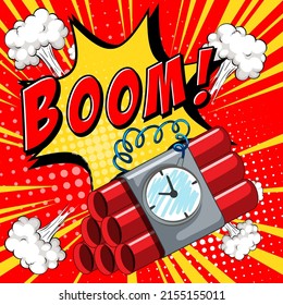 Abbreviation and facial expression retro comic banner design illustration