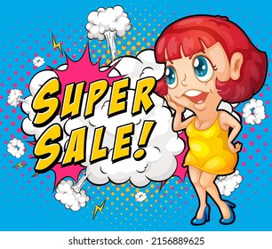 Abbreviation and facial expression retro comic banner design illustration