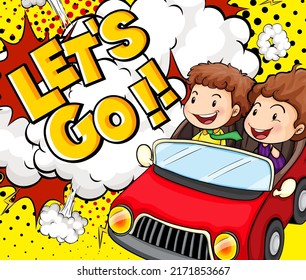 Abbreviation and facial expression retro comic banner design illustration
