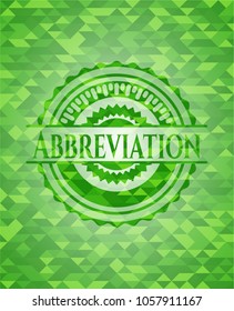 Abbreviation green emblem with mosaic background