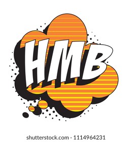 abbreviation hmb (hit me back) in retro comic speech bubble with halftone dotted shadow