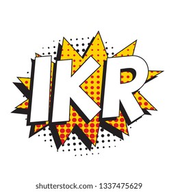 abbreviation ikr (i know right) in retro comic speech bubble with halftone dotted shadow on white background. vector vintage pop art illustration easy to edit and customize. eps 10
