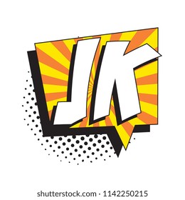 abbreviation jk (just kidding) in retro comic speech bubble with halftone dotted shadow