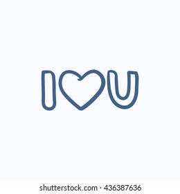 Abbreviation i love you vector sketch icon isolated on background. Hand drawn Abbreviation i love you icon. Abbreviation i love you sketch icon for infographic, website or app.