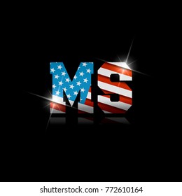 Abbreviation "MS" with the US flag inside on black background.