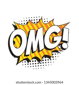abbreviation omg (oh my god) in retro comic speech bubble with halftone dotted shadow on white background. vector vintage pop art illustration easy to edit and customize. eps 10