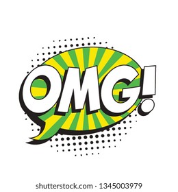abbreviation omg (oh my god) in retro comic speech bubble with halftone dotted shadow on white background. vector vintage pop art illustration easy to edit and customize. eps 10